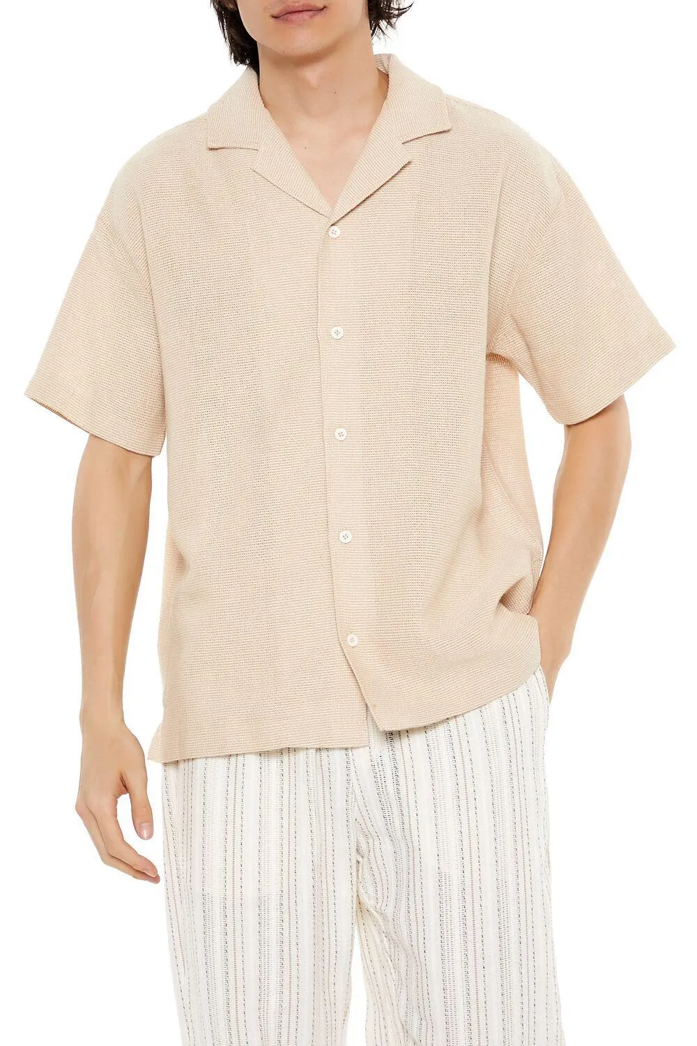 Textured Cuban-Collar Shirt