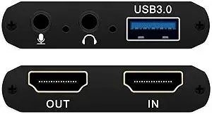 4K Audio Video Capture Card, Recording Card with Microphone HDMI Loop-Out，HDMI to 1080P USB 3.0 for Gaming Streaming TV Recorder, Live Streaming Broadcasting