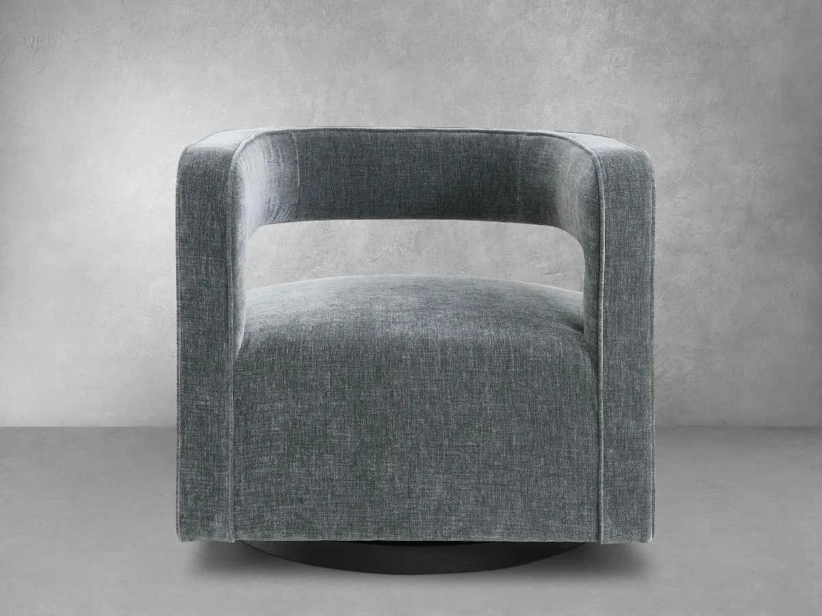 Lunar Stain-Resistant Fabric Swivel Chair - Charcoal