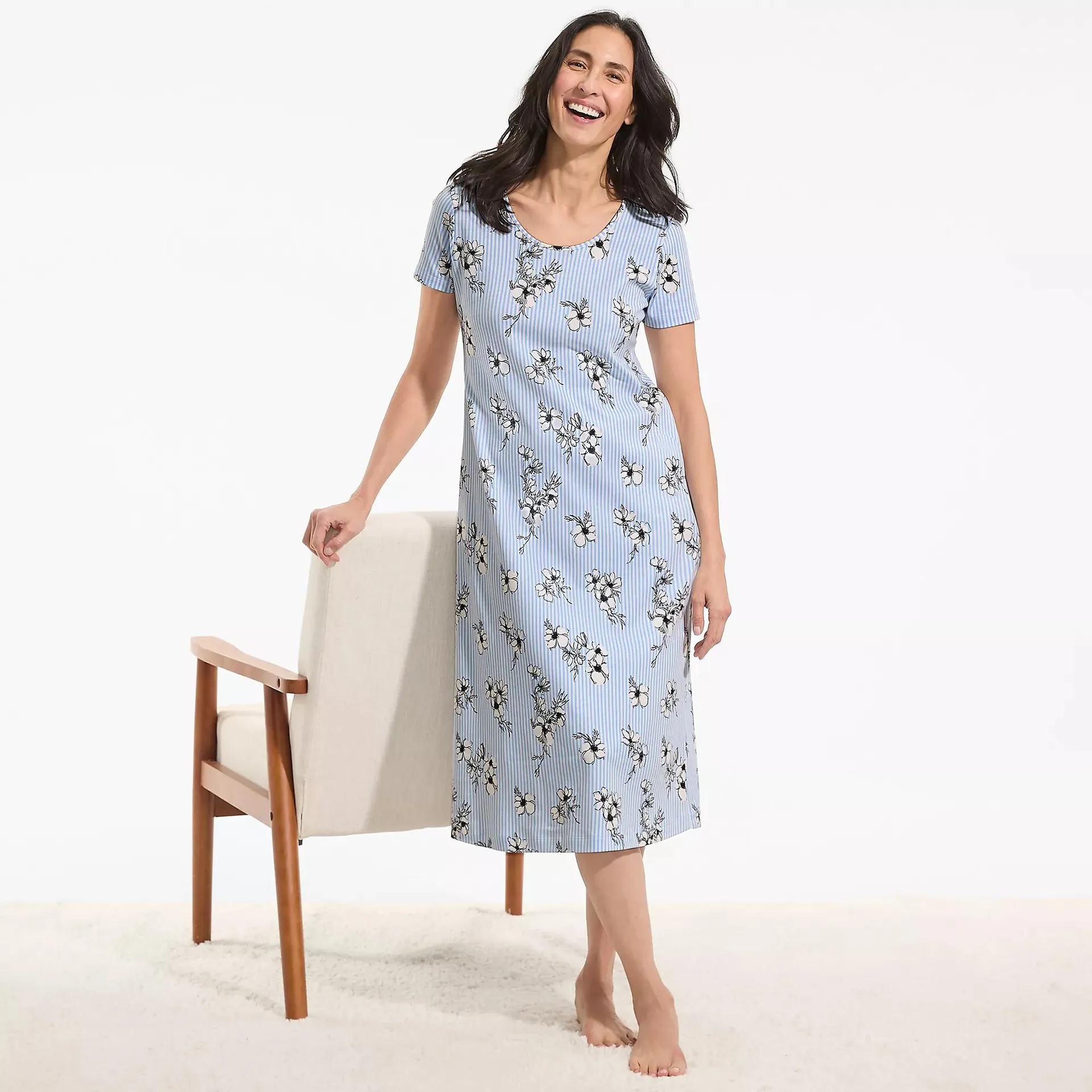 Women's Cotton Short Sleeve Midcalf Nightgown