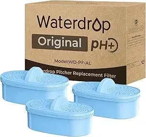 [Original] Waterdrop Alkaline Water Filter Replacement for All Waterdrop Pitcher and Dispenser Filtration System, Increase PH, Improved Coffee Taste, Last Up to 2 Months or 100 Gallons (Pack of 3)