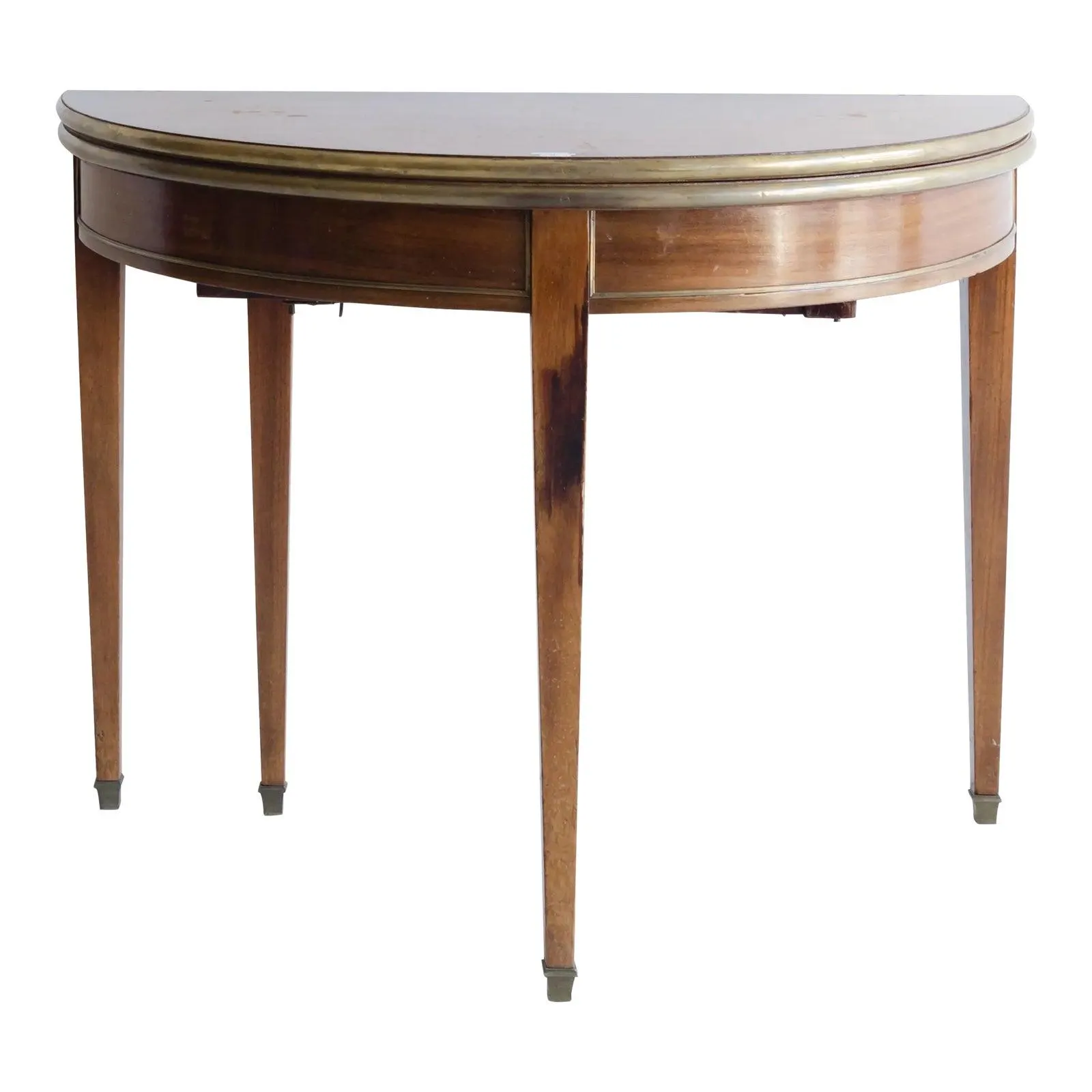 19th C. French Demilune Table With Brass Details