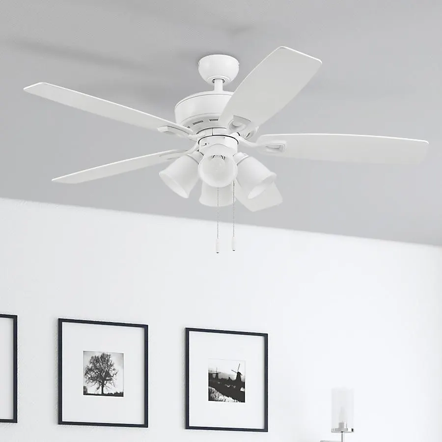 Harbor Breeze Notus 52-in White with White/driftwood Blades Ceiling Fan With Light ( 5 -Blade )