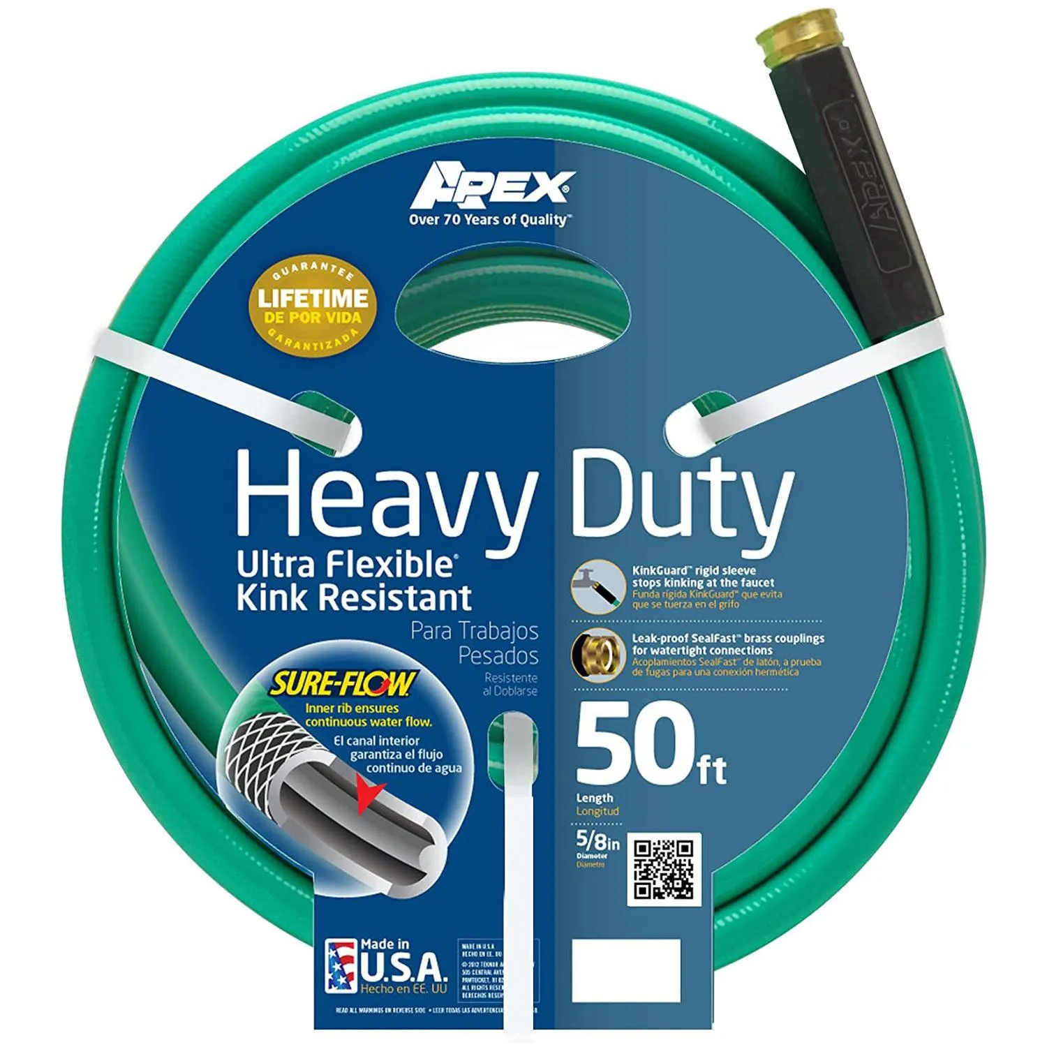 Apex Heavy Duty Ultra Flexible Garden Hose, 5/8" x 50'