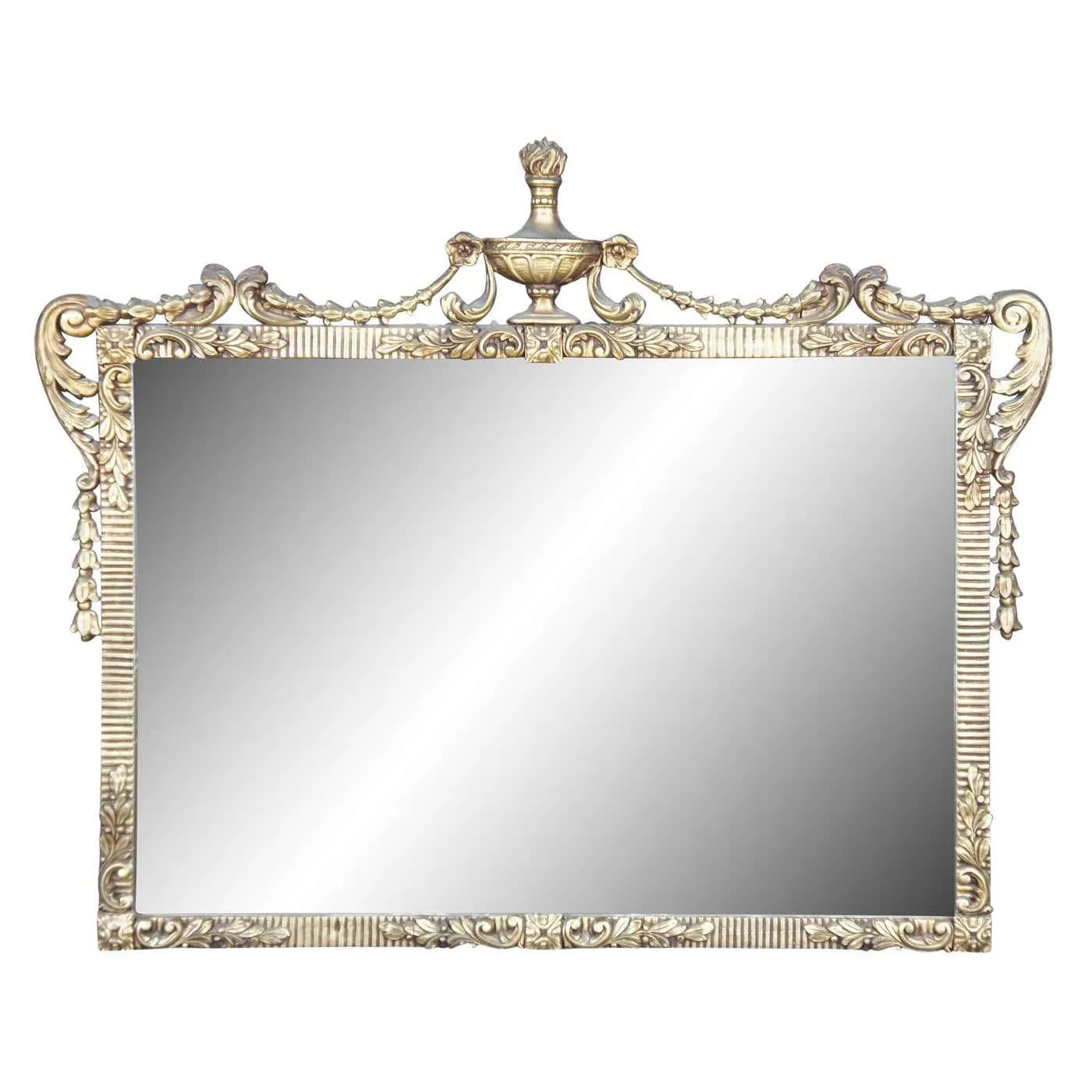 Antique Early 20th Century French Neoclassical Hollywood Regency Wall Mirror 39"