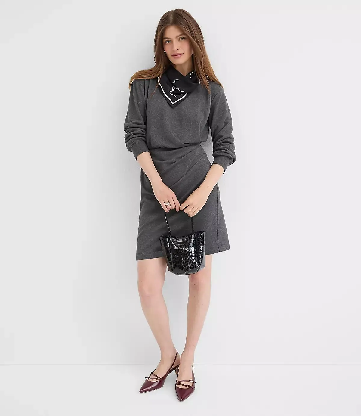 Terry Side Pleated Mini Dress