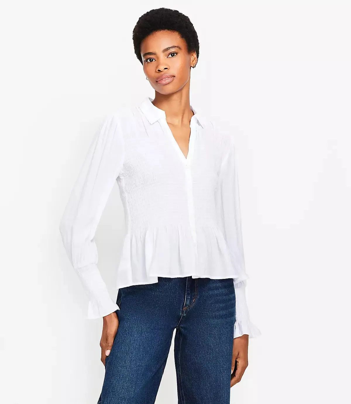 Smocked Peplum Blouse