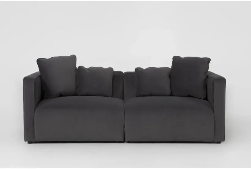 Tao Dark Grey Velvet 82" 2 Piece Apartment Sofa