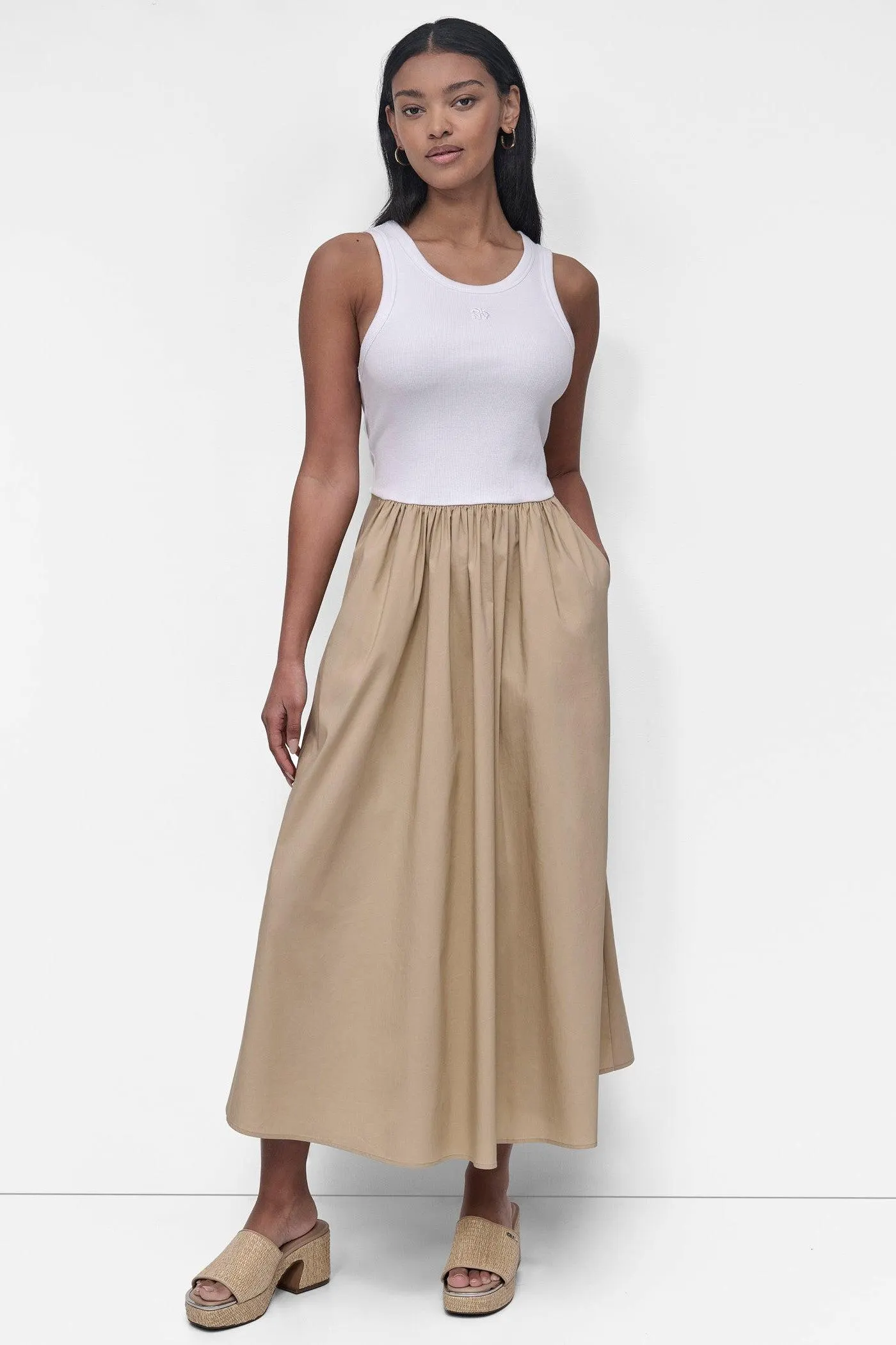 MIXED MEDIA MAXI TANK DRESS