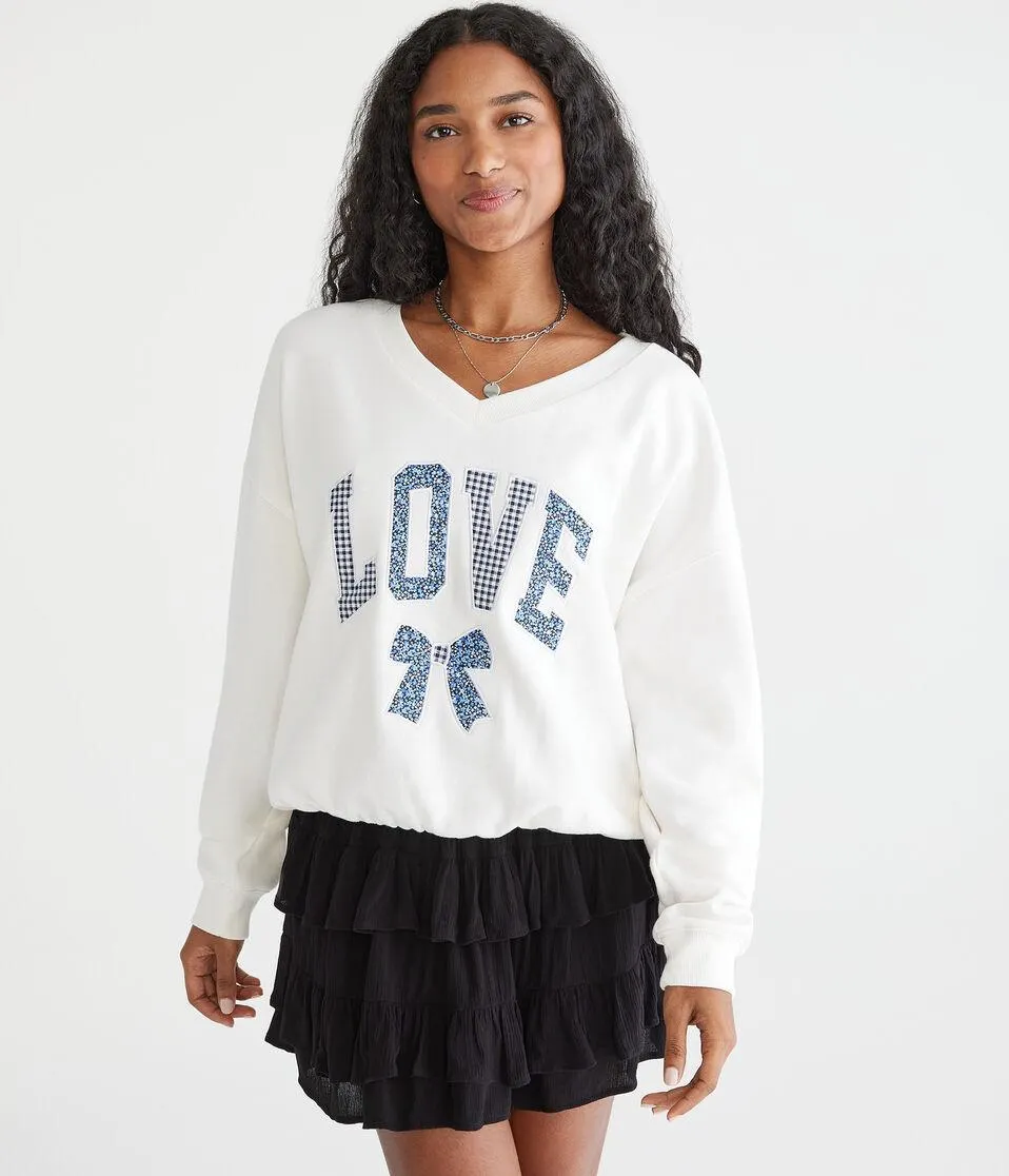 Love Oversized V-Neck Crew Sweatshirt
