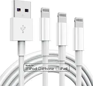 3 Pack Apple MFi Certified Charger Cable 6ft, Lightning to USB Cable Cord 6 Foot, 2.4A Fast Charging,Apple Phone Long Chargers for iPhone 13/12/11/11Pro/11Max/ X/XS/XR/XS Max/8/7/6