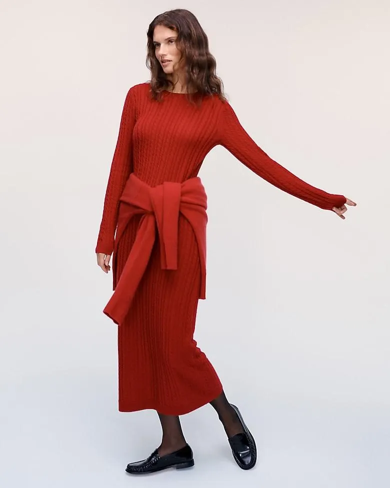 Cable-knit sweater-dress in merino wool