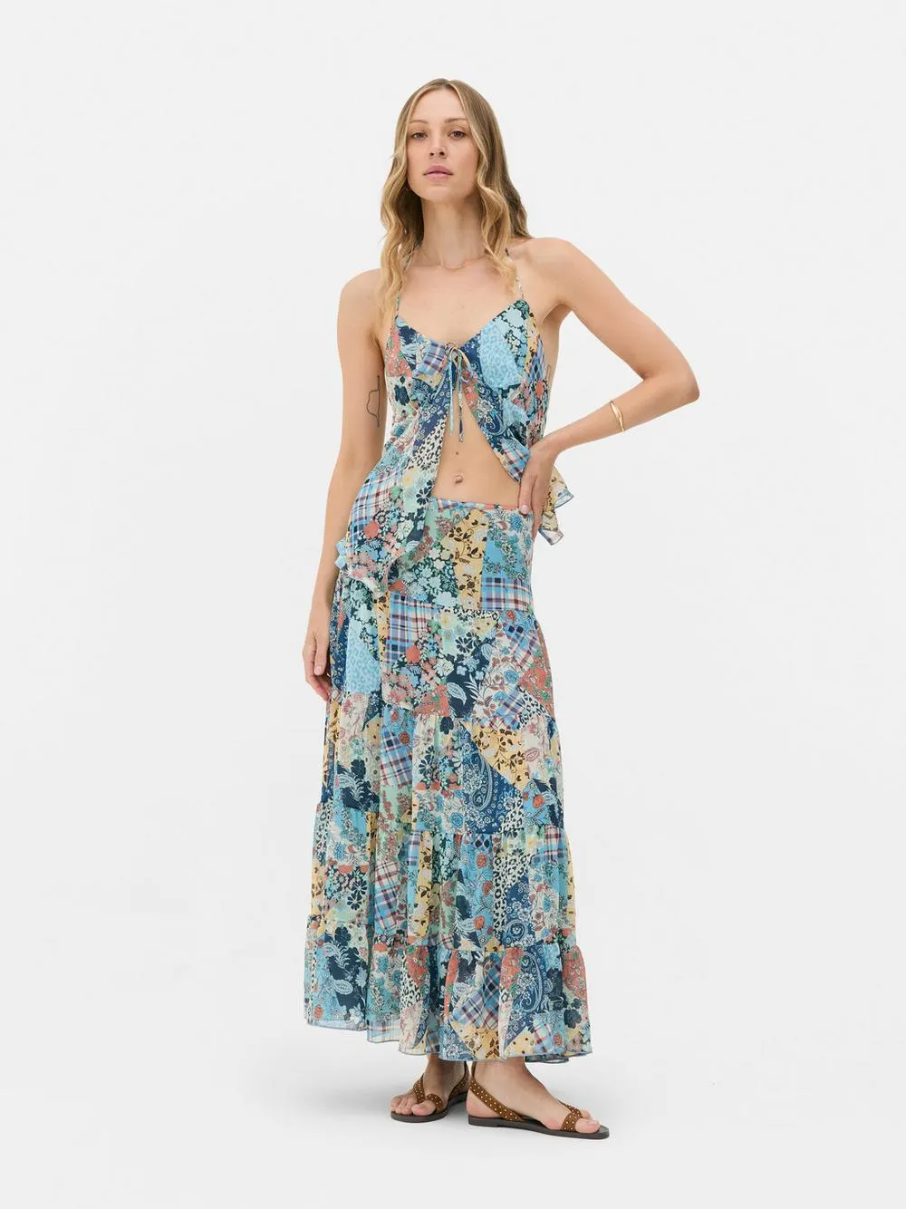 Rita Ora Ruffle Midi Skirt