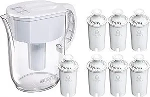 Brita Large Water Filter Pitcher with Standard Filter Replacements - 40 Gallons (2 Months) Filtration Capacity, Removes Chlorine Taste and Odor, Mercury, Copper