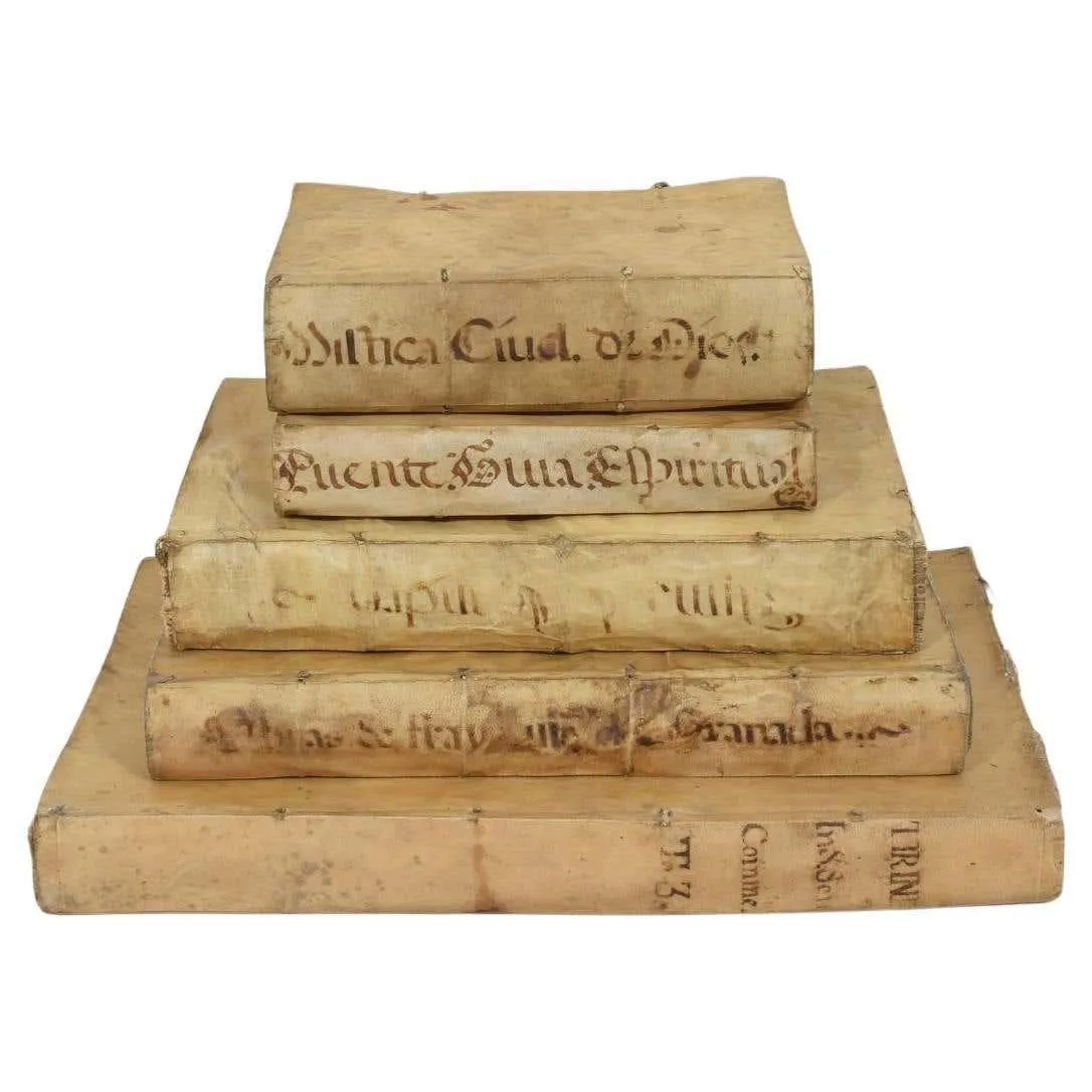 Amazing Collection of 17th / 18th Century Weathered Vellum Books