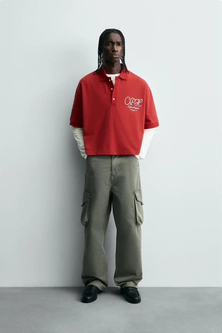 EMBROIDERED TEXT POLO SHIRT