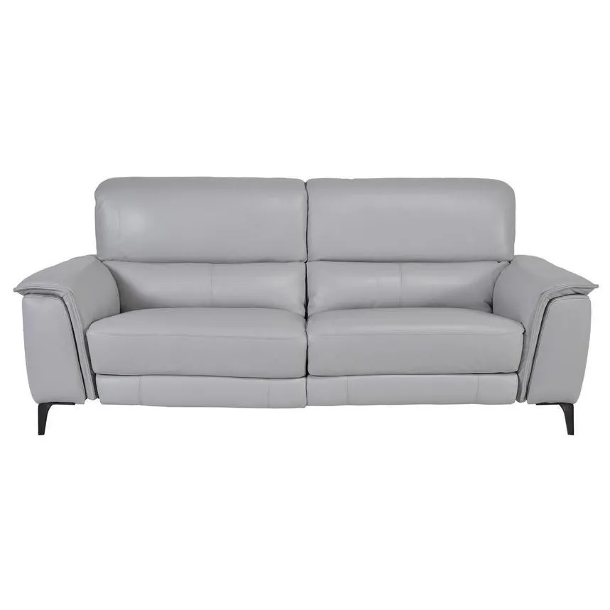 Clayton Light Gray Leather Power Reclining Sofa