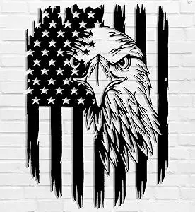 American Eagle Metal Wall Art American Flag Wall Decor Eagle Wall Signs Fourth of July Independence Day Decorations Metal Wall Decor For Home Office Living Room Indoor Outdoor ( Black 11.2 x 16.6 In )