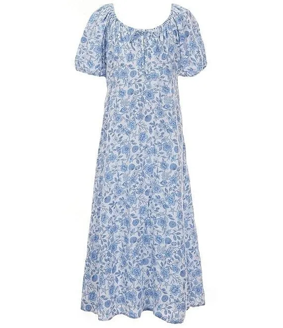 Big Girls Short Sleeve Lurex Floral Maxi Dress