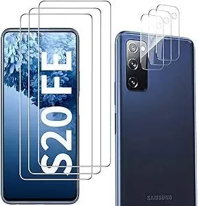 Galaxy S20 FE Screen Protector and Camera Protector, [3 Screen Protectors+3 Camera Protectors][Support Fingerprint] Tempered Glass Screen Protector for Samsung Galaxy S20 FE 5G/4G
