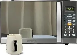 Emerson MWG1191SB Microwave with Built-in Grill Function, 1100W, LED Timer Display 11 Power Levels, 9 Preset Cooking Options, Removable Glass Turntable, Child Lock, 1.1 Cu. Ft, Stainless Steel