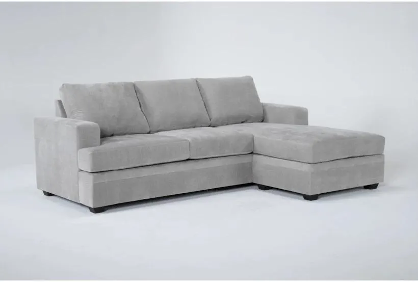 Bonaterra Dove Grey Fabric 97" Sofa with Reversible Chaise | Track Arms | Loose Reversible Back