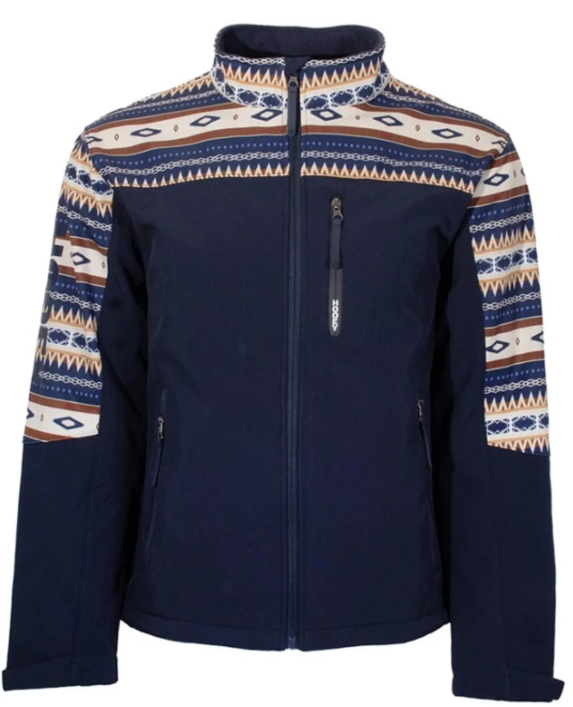 Hooey Men's "Hooey Softshell Jacket" Navy w/Multicolor Serape Accents