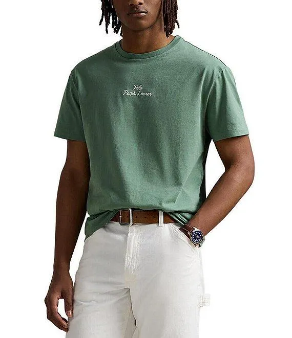 Short Sleeve Classic Fit Chain-Stitch Logo Jersey T-Shirt