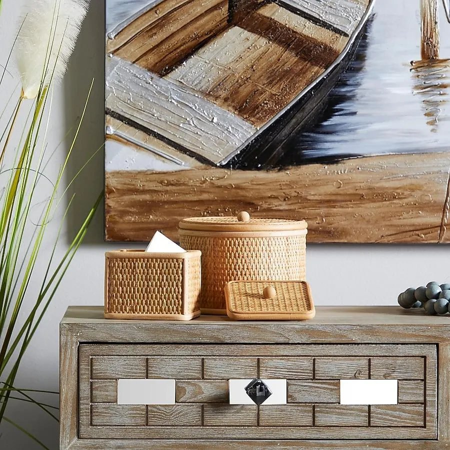 The Novogratz 2 -Pack Brown Rattan Farmhouse Decorative box