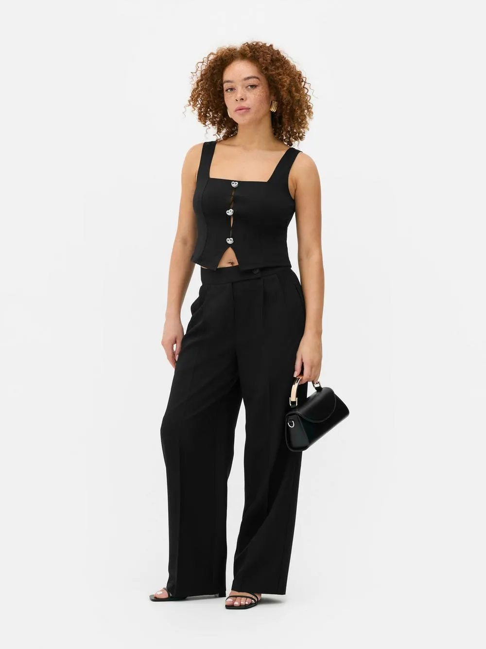 Sleeveless Button-Front Top