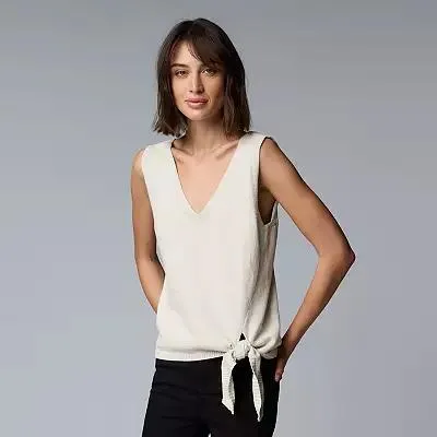Women's Simply Vera Vera Wang Side Tie Sweater Tank Top