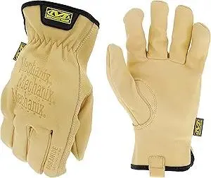 Mechanix Wear Leather Cow Driver - Breathable Leather Driver Gloves for Hand Safety - Elastic Cuff - Comfortable Fit - Water Resistant - Tan - X-Large
