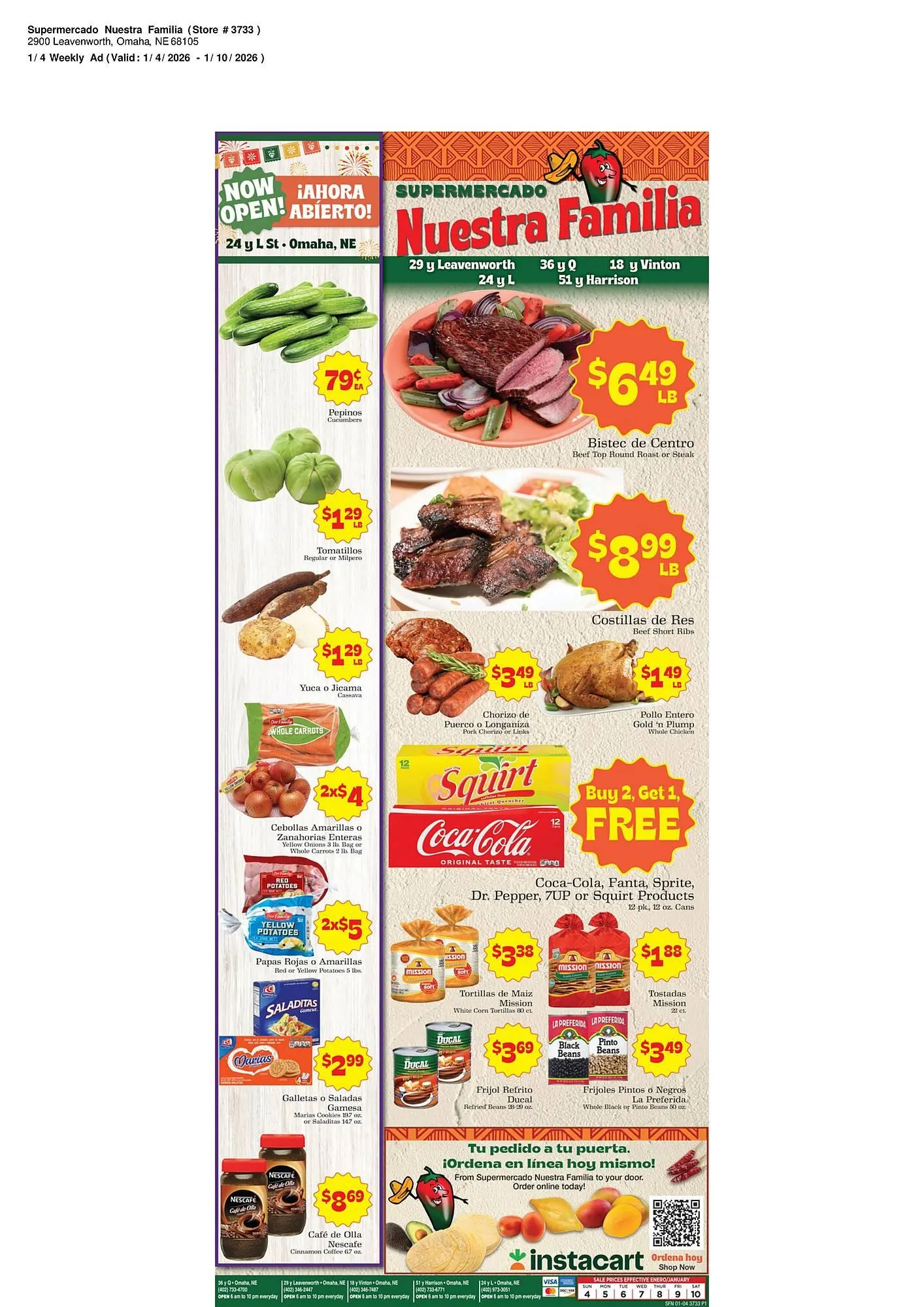 Weekly ad Supermercado Nuestra Familia weekly ad from January 4 to January 10 2027 - Page 1