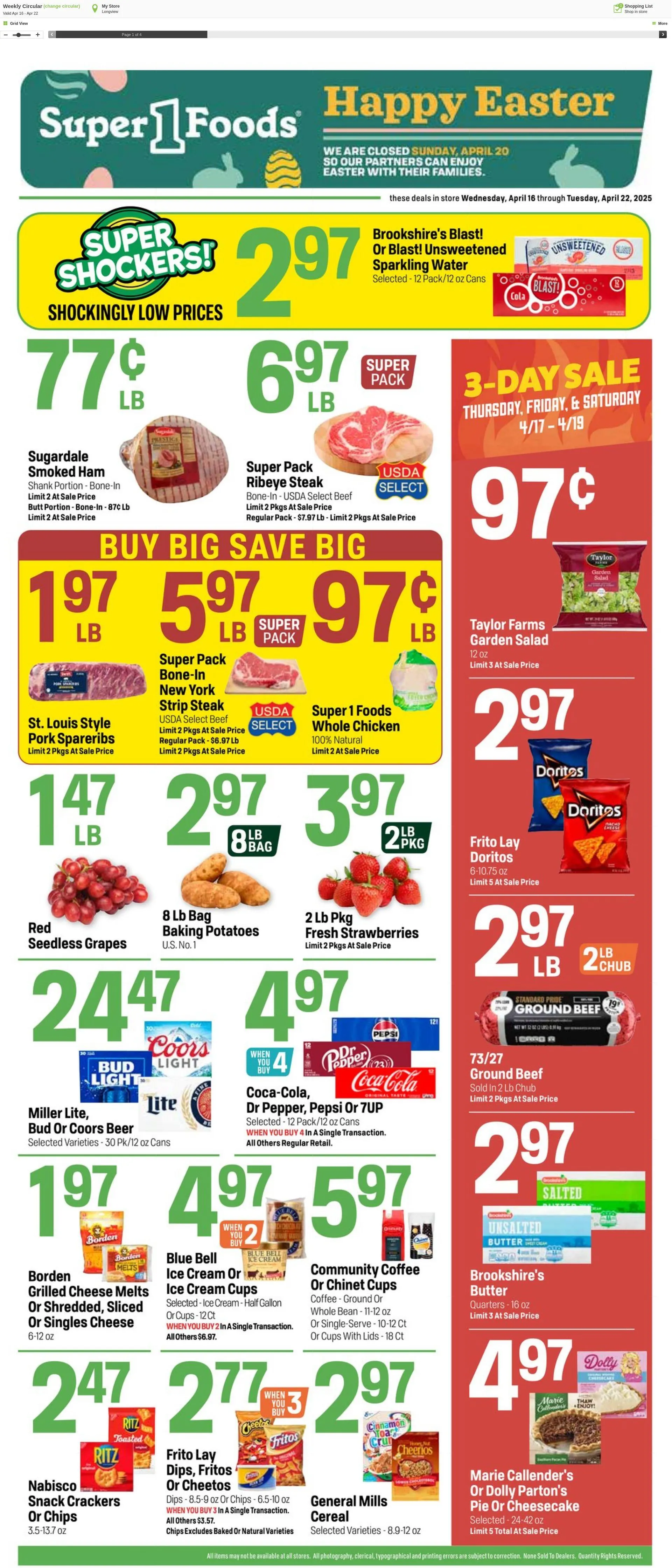 Weekly ad Super1Foods from April 16 to April 22 2025 - Page 1