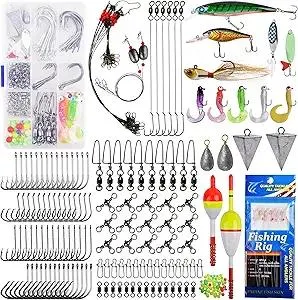 Saltwater Fishing Tackle Box, 212pcs Surf Fishing Gear Kit Saltwater Lures Bait Rigs Bucktail Jigs Spoon Crankbait Pyramid Sinkers Hooks Swivels, Perfect Fishermen Gifts