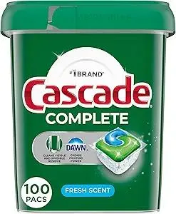 Cascade Complete Dishwasher Pods, Dishwasher Detergent, Dish Detergent Tab Tablets, Fresh, 100 Count