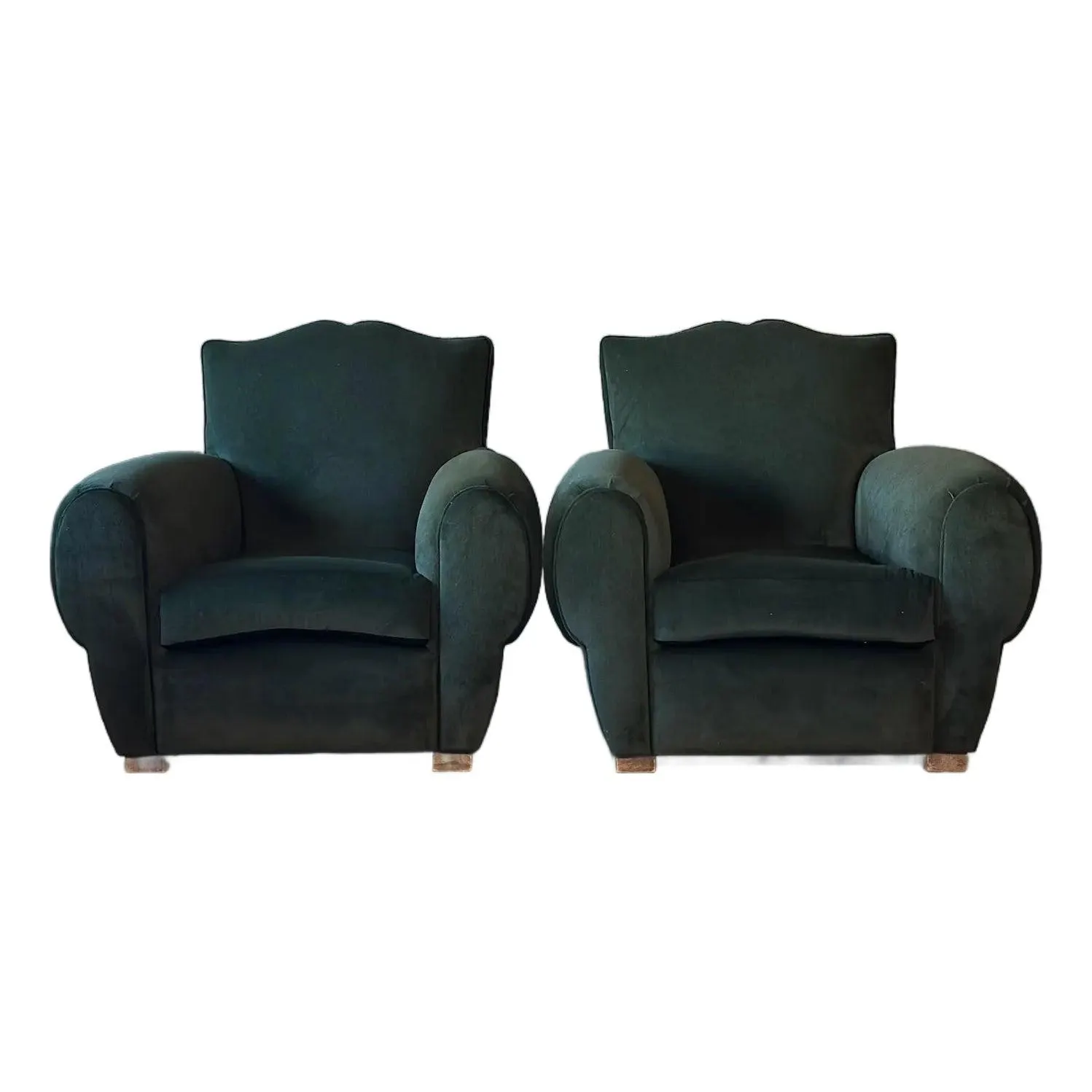 Pair of 1920's French Mustache Club Chairs