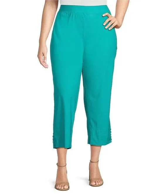Plus Size Slim Stretch Knit Cropped Pants