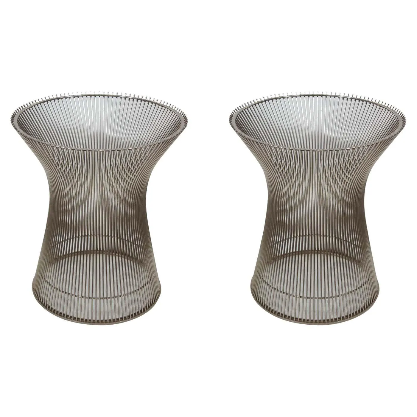 2 Knoll Warren Platner Polished Nickel Side End Tables 3701T MCM 18"