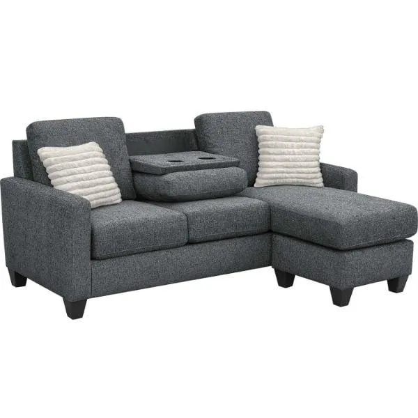 Keaton 2 Charocal Reversible Sofa Chaise