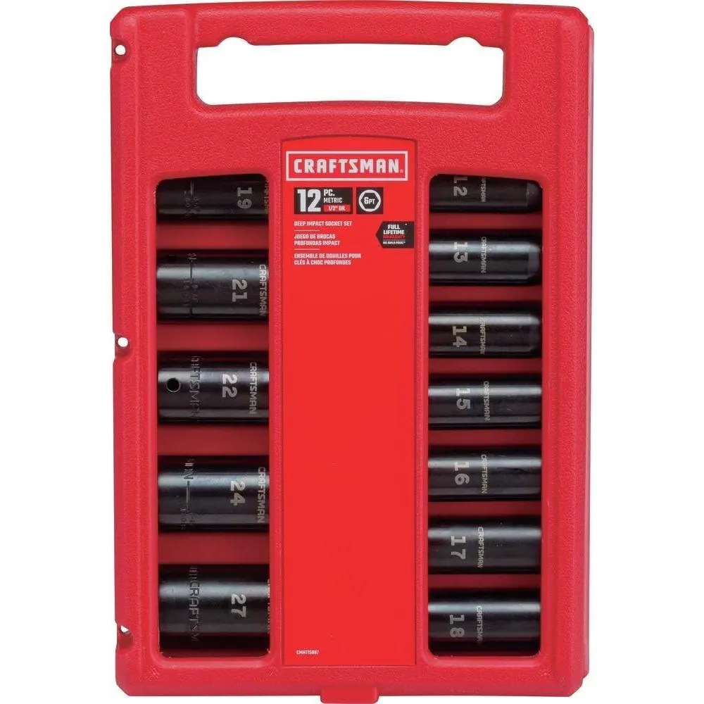 Craftsman Impact Socket Set, Metric, 1/2-Inch, 12-Piece (CMMT15887)