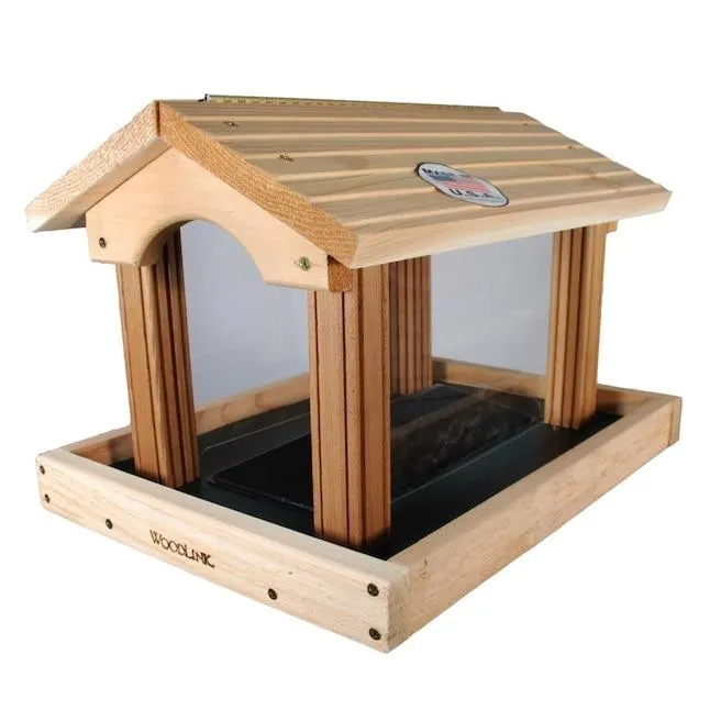 Woodlink Wood Post-mount Hopper Bird feeder - 17-lb