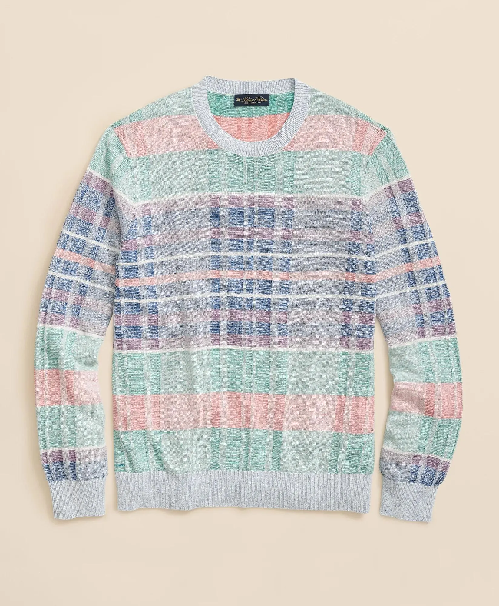 Madras Pattern Sweater in Linen