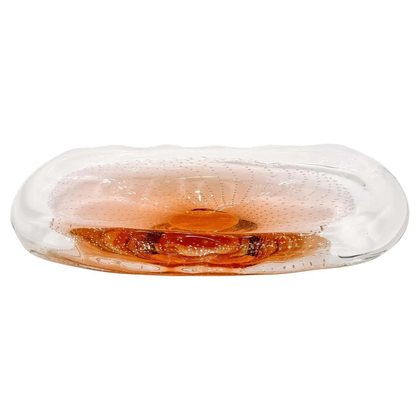 Mid-Century Murano Thick Glass Vide-Poche with Controlled Bubbles Catchall