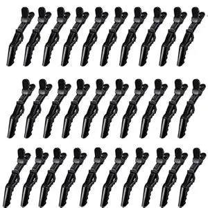 30 Pcs Alligator Hair Clip for Styling Sectioning - Salon Hair Clip for Thick Hair, Plastic Hair Styling Clip with Wide Teeth & Double-Hinged Design (Black)
