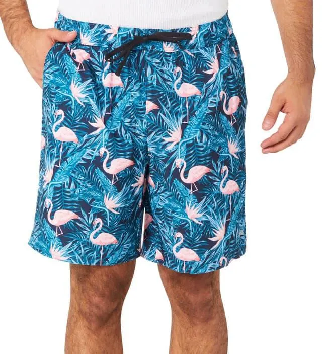 PROJEK RAW Mens 8 in Flamingo Print Pull-On Shorts