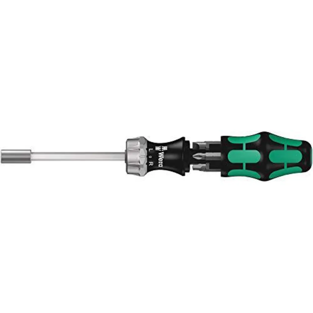 wera 5073661002 kraftform kompakt 27 ra slotted ratcheting screwdriver, 1/4" head, multi