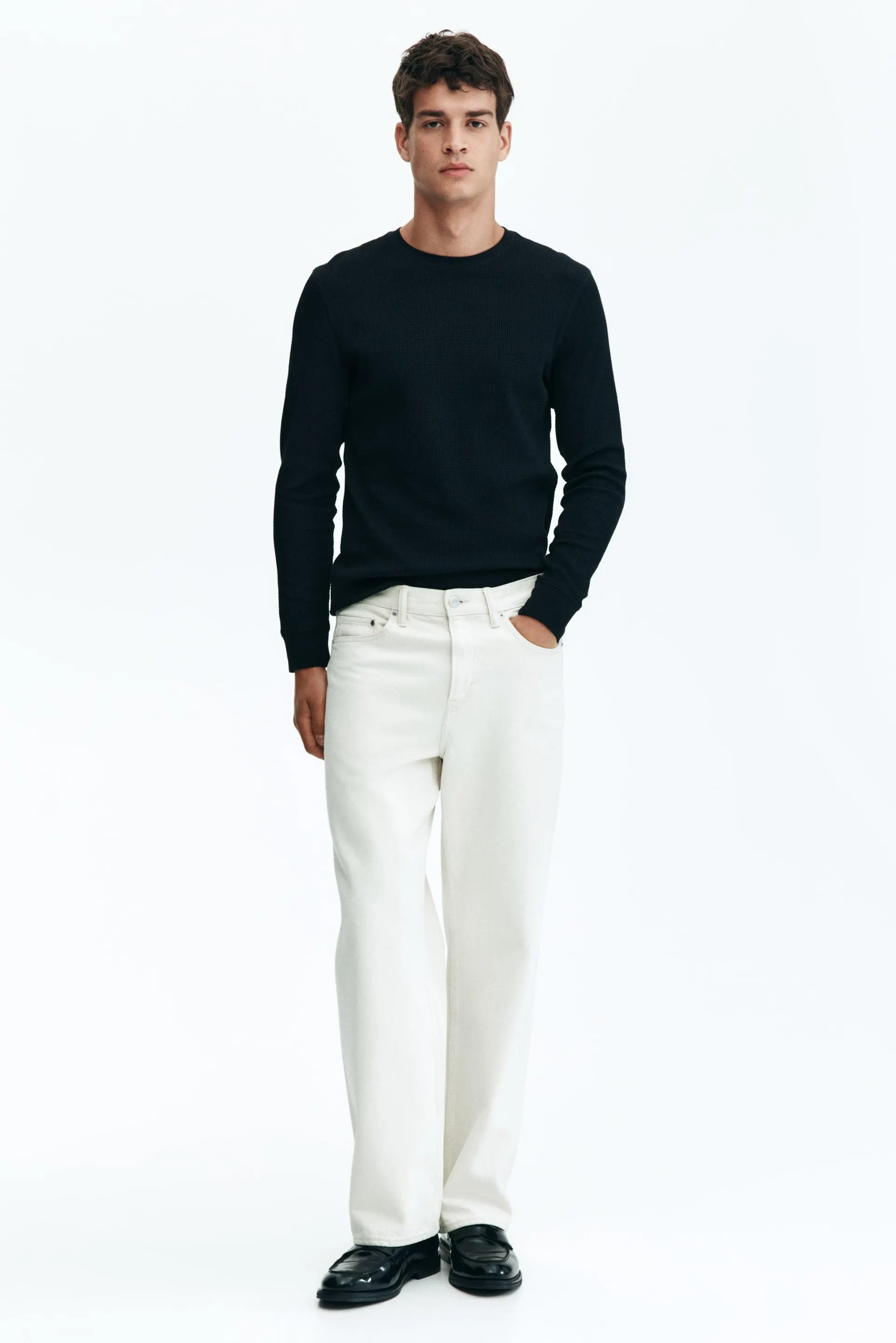 Slim Fit Waffled Jersey Shirt