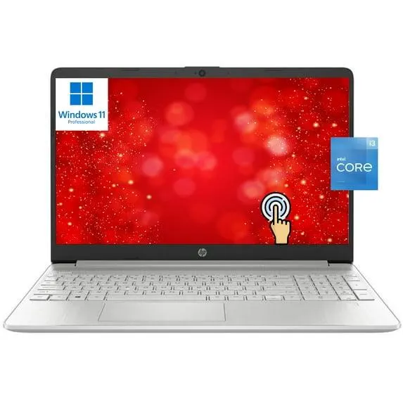 HP 15 15.6" HD Touch IPS Business Laptop Computer, Intel Core i3-1215U, 16GB RAM, 256GB SSD, Long Battery Life, Wi-Fi, Bluetooth, HDMI, Silver