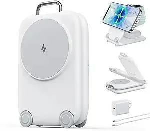 PaktVault 2025 Traveling Fast Wireless Charging Station for Apple Devices, Magnetic 3 in 1 MagSafe Charger Stand for iPhone 17 16 15 14 13 12 Pro Max Plus Air, Apple Watch&Air pods Pro